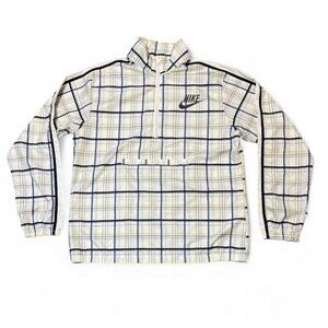 Nike Plaid Print Lightweight Half Zip Packable Pouch Windbreaker